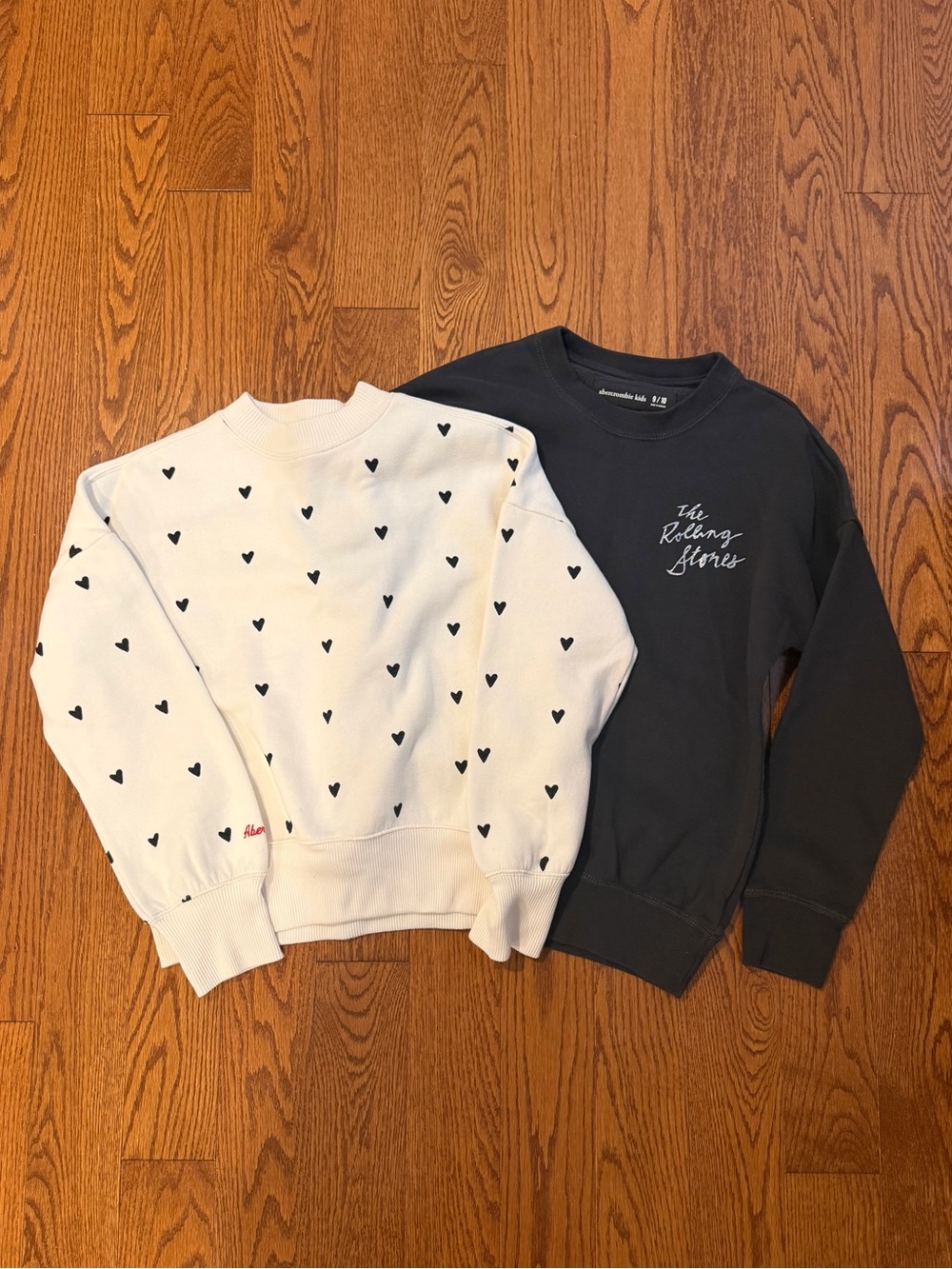 abercrombie kids White and Black Heart Print & Gray Rolling Stones Sweatshirts